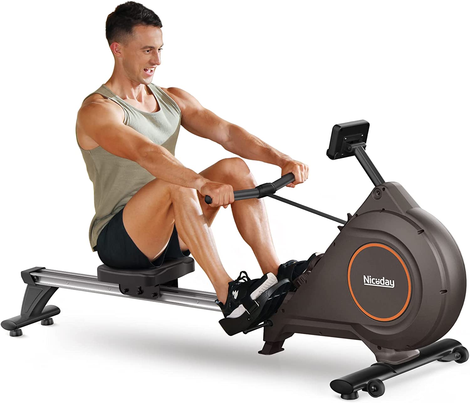 Hyper-Quiet Magnetic & Hydraulic Rower with16 Resistance Levels, 350LBS Loading Capacity